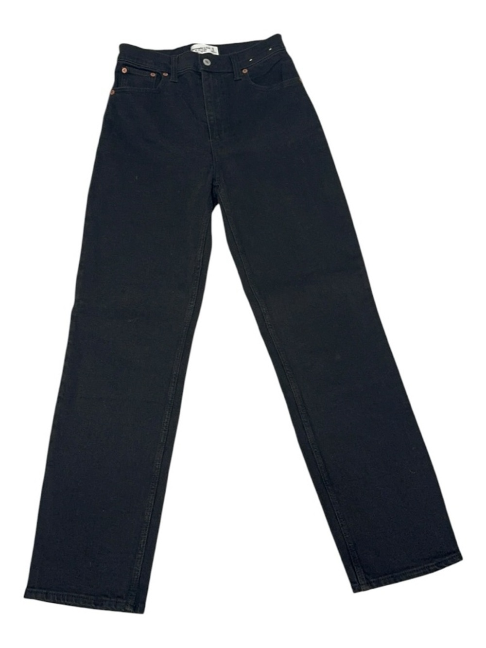 NWOT Abercrombie & Fitch 90’s Ultra Highrise Straight leg Jean 27 black - Picture 2 of 6